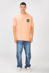 Men's Regular Fit Round Neck Short Sleeves T-shirt With Text & Cartoon Print