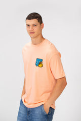 Men's Regular Fit Round Neck Short Sleeves T-shirt With Text & Cartoon Print