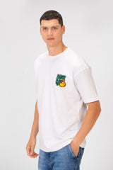 Men's Regular Fit Round Neck Short Sleeves T-shirt With Text & Cartoon Print