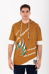 Mens Over Size Half Sleeve Printed T-shirt With Round Neck
