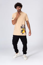 تيشيرت رجالي بقصة عادية وياقة دائرية ومطبوع