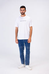 Mens Round Oversize Basic Printed T-shirt Transparent from the sides With A Modern Fit