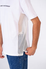 Mens Round Oversize Basic Printed T-shirt Transparent from the sides With A Modern Fit