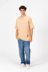 Men's Tomato Oversized Summer Melton Short Sleeves T-Shirt With Back Text Print