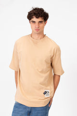 Men's Tomato Oversized Summer Melton Short Sleeves T-Shirt With Back Text Print