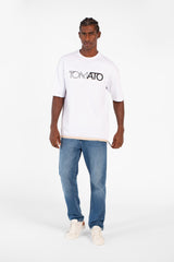 Men's Front Tomato Print Short Sleeves T-shirt In Modern Design