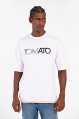 Men's Front Tomato Print Short Sleeves T-shirt In Modern Design