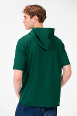 Men's Round Short Sleeves Regular Fit Summer Melton Hood T-shirt