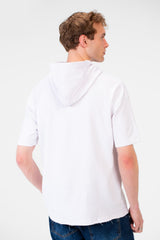 Men's Round Short Sleeves Regular Fit Summer Melton Hood T-shirt
