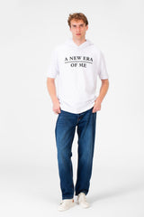 Men's Round Short Sleeves Regular Fit Summer Melton Hood T-shirt