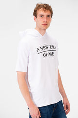 Men's Round Short Sleeves Regular Fit Summer Melton Hood T-shirt