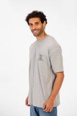 Men's Oversized Crew Neck Graphic Print Short Sleeve T-shirt
