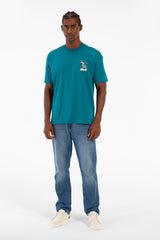 Men's Regular Fit Half Sleeves Crew Neck T-shirt With Front And Back Print