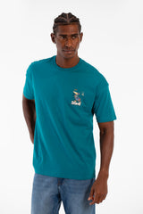 Men's Regular Fit Half Sleeves Crew Neck T-shirt With Front And Back Print