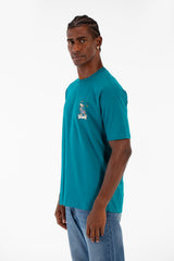 Men's Regular Fit Half Sleeves Crew Neck T-shirt With Front And Back Print