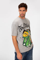 Men's Regular Fit Short Sleeves Brasola Graphic Print Round Neck T-shirt