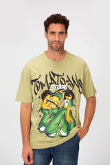 Men's Regular Fit Short Sleeves Brasola Graphic Print Round Neck T-shirt