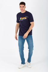Men's Slim Fit T-shirt With A Round Neck Made Of Summer Melton Material