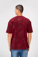 Men's Tie Die Oversized Crew Neck Short Sleeve T-Shirt With Bear Hugger Print