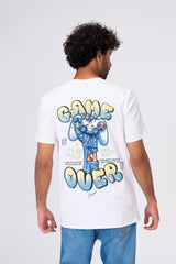 Mens T-shirt With A Round Neck And A Game Over Print On The Front And Back