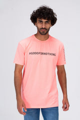 تيشيرت بياقة دائرية بقصة عادية مع طبعة "Go For No Thing" للرجال