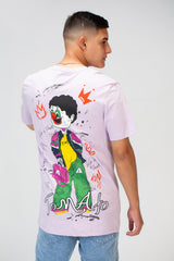Mens Half Sleeve T-shirt With A Round Neck And Front And Back Print