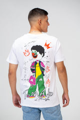 Mens Half Sleeve T-shirt With A Round Neck And Front And Back Print