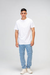 Mens Half Sleeve T-shirt With A Round Neck And Front And Back Print