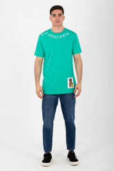 Mens Round Half Sleeves Melton Material T-Shirt Printed On The Front