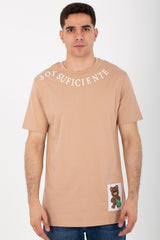 Mens Round Half Sleeves Melton Material T-Shirt Printed On The Front