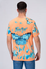 Mens Half Sleeves T-shirt With Butterfly Print