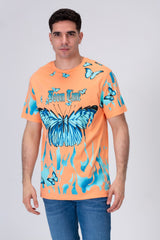 Mens Half Sleeves T-shirt With Butterfly Print