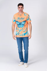 Mens Half Sleeves T-shirt With Butterfly Print
