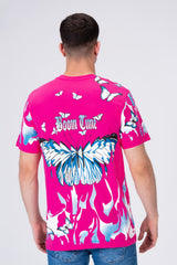 Mens Half Sleeves T-shirt With Butterfly Print