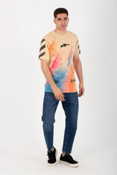 Mens Round Neck Short Sleeves T-shirt With Tomato Print And Colors On The Front And Back