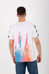 Mens Round Neck Short Sleeves T-shirt With Tomato Print And Colors On The Front And Back