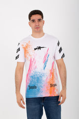 Mens Round Neck Short Sleeves T-shirt With Tomato Print And Colors On The Front And Back