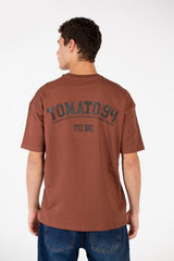 Men's Slim Fit Melton Printed Crew Neck T-Shirt