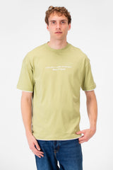 Men's Short-Sleeved Regular Fit T-shirt With Front Text Print And Round Neck