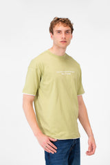 Men's Short-Sleeved Regular Fit T-shirt With Front Text Print And Round Neck