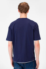 Men's Short-Sleeved Regular Fit T-shirt With Front Text Print And Round Neck
