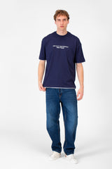 Men's Short-Sleeved Regular Fit T-shirt With Front Text Print And Round Neck