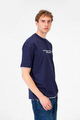 Men's Short-Sleeved Regular Fit T-shirt With Front Text Print And Round Neck