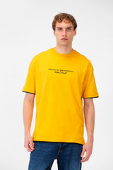 Men's Short-Sleeved Regular Fit T-shirt With Front Text Print And Round Neck