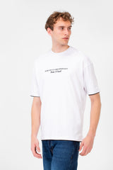 Men's Short-Sleeved Regular Fit T-shirt With Front Text Print And Round Neck