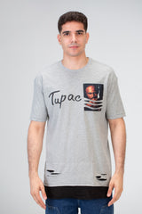 Mens Half Sleeved Over Sized Cutting T-shirt With A Round Collar And Front Print