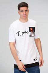 Mens Half Sleeved Over Sized Cutting T-shirt With A Round Collar And Front Print