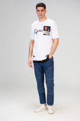 Mens Half Sleeved Over Sized Cutting T-shirt With A Round Collar And Front Print