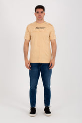 Mens Half Sleeve T-shirt With Distinctive Cuts And Front Print