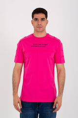 Mens Half Sleeve T-shirt With Distinctive Cuts And Front Print